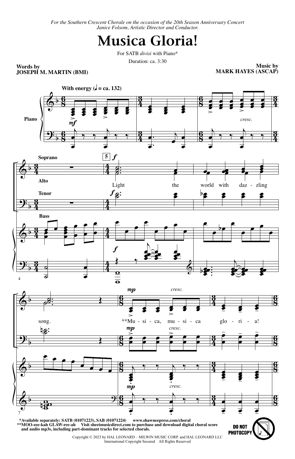 Joseph M. Martin and Mark Hayes Musica Gloria! Sheet Music Notes & Chords for Choir - Download or Print PDF