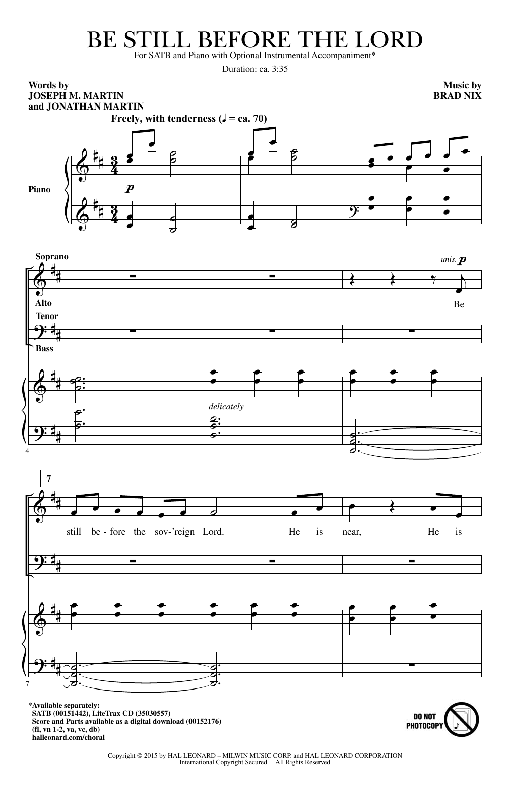 Joseph M. Martin Be Still Before The Lord Sheet Music Notes & Chords for SATB - Download or Print PDF