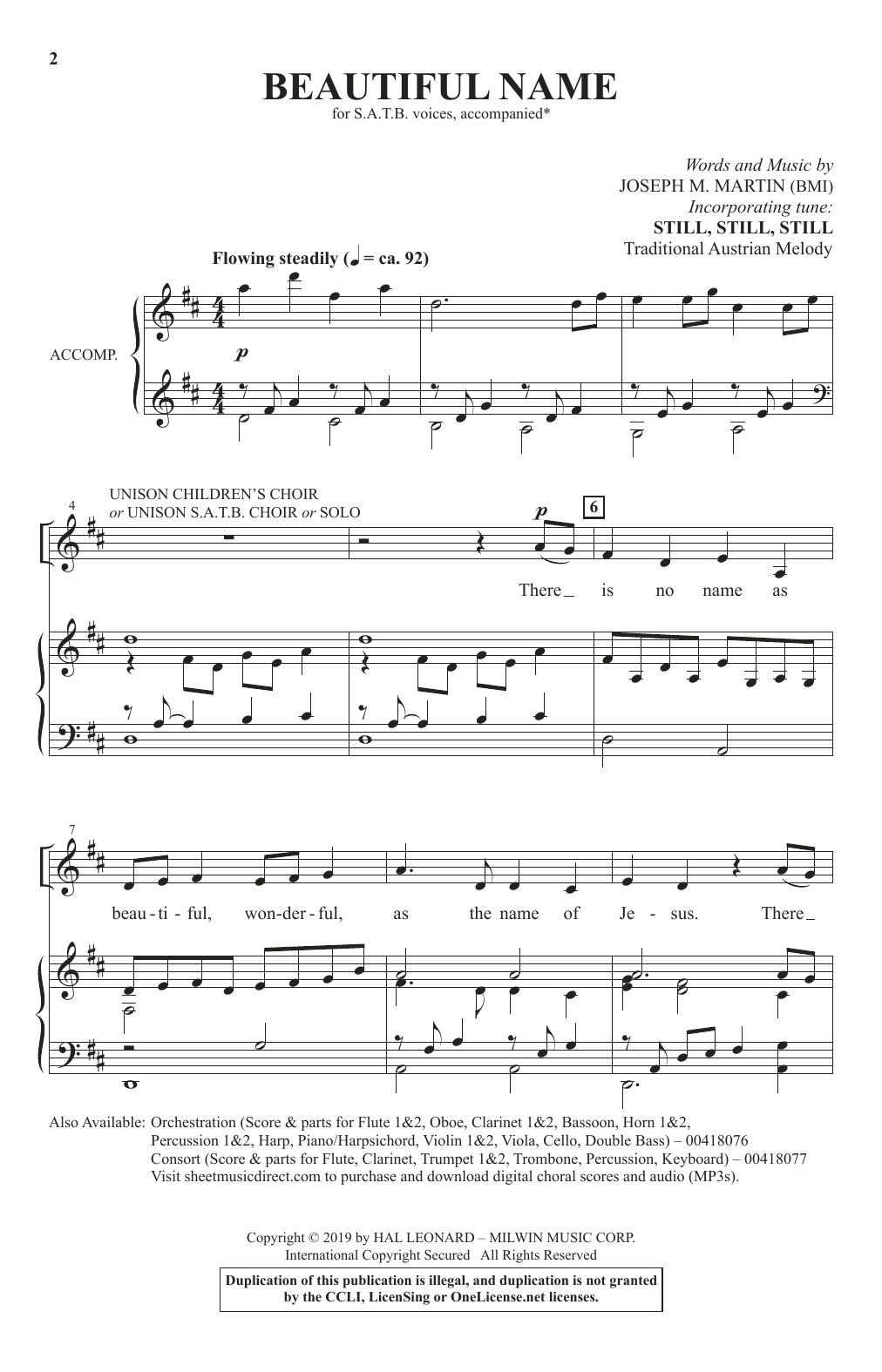 Joseph M. Martin Beautiful Name Sheet Music Notes & Chords for SATB Choir - Download or Print PDF