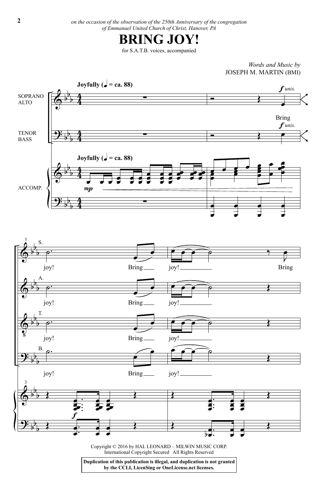 Joseph M. Martin Bring Joy! Sheet Music Notes & Chords for SATB - Download or Print PDF