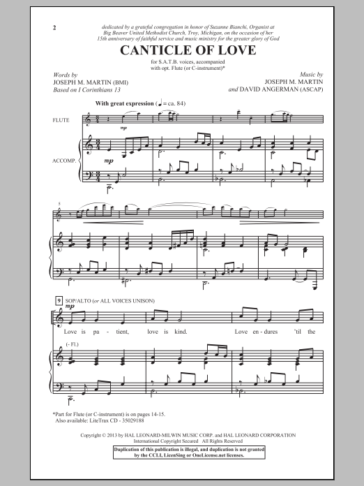 Joseph M. Martin Canticle Of Love Sheet Music Notes & Chords for SATB - Download or Print PDF