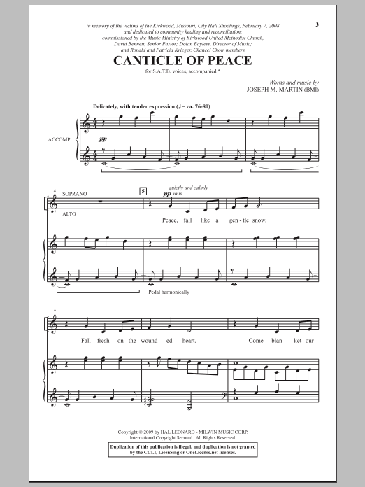 Joseph M. Martin Canticle Of Peace Sheet Music Notes & Chords for SATB - Download or Print PDF
