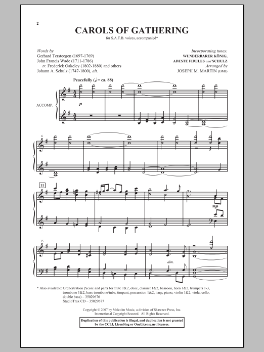 Joseph M. Martin Carols Of Gathering Sheet Music Notes & Chords for SATB - Download or Print PDF