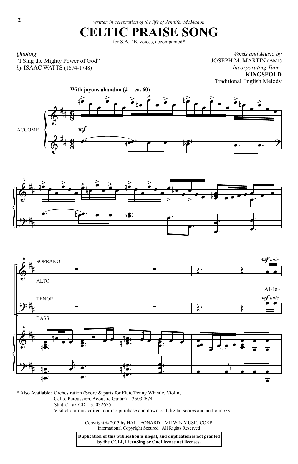 Joseph M. Martin Celtic Praise Song Sheet Music Notes & Chords for SATB Choir - Download or Print PDF
