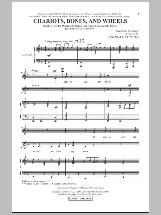 Joseph M. Martin Chariots, Bones, And Wheels Sheet Music Notes & Chords for 2-Part Choir - Download or Print PDF