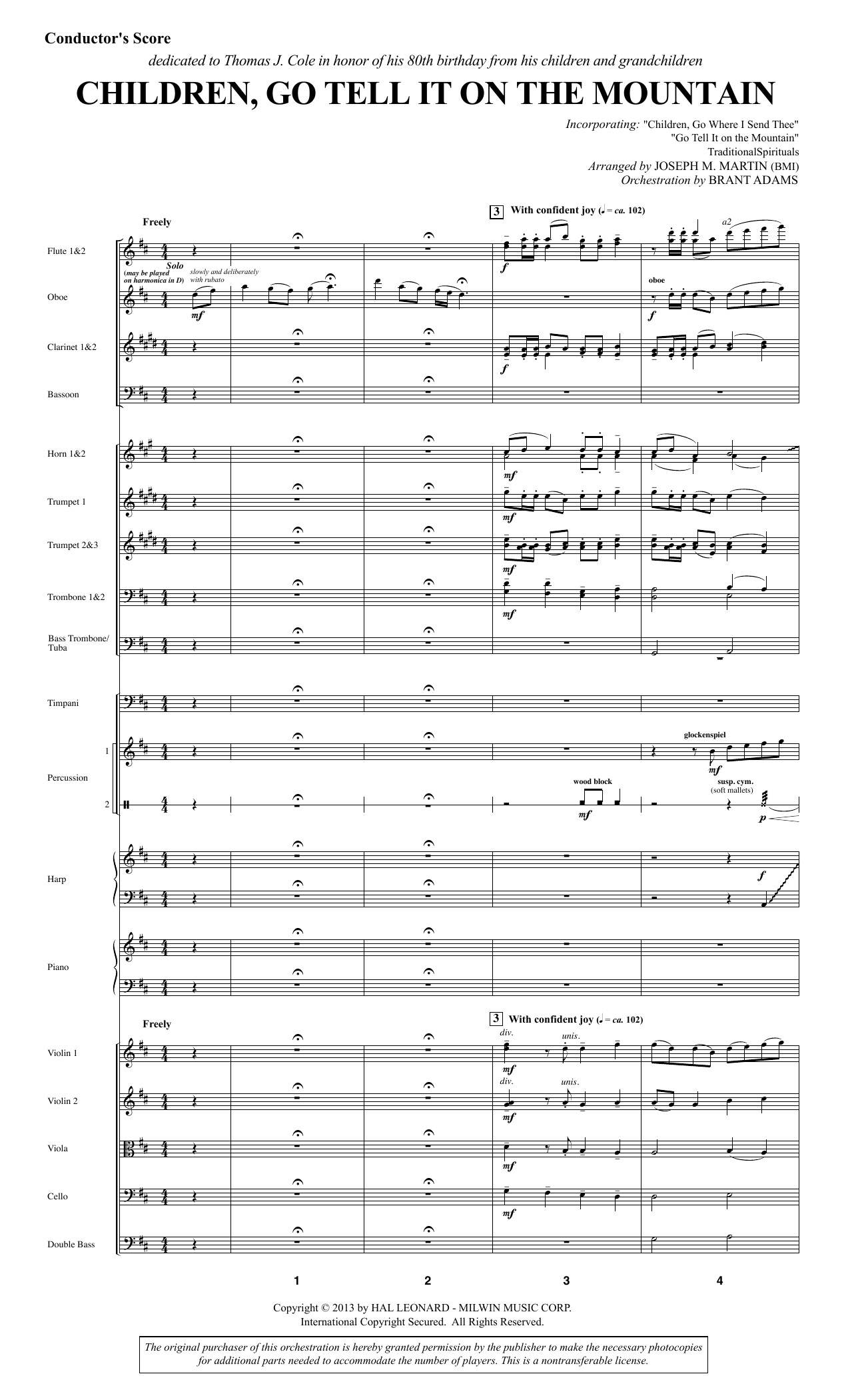 Joseph M. Martin Children, Go Tell It on the Mountain - Full Score Sheet Music Notes & Chords for Choir Instrumental Pak - Download or Print PDF