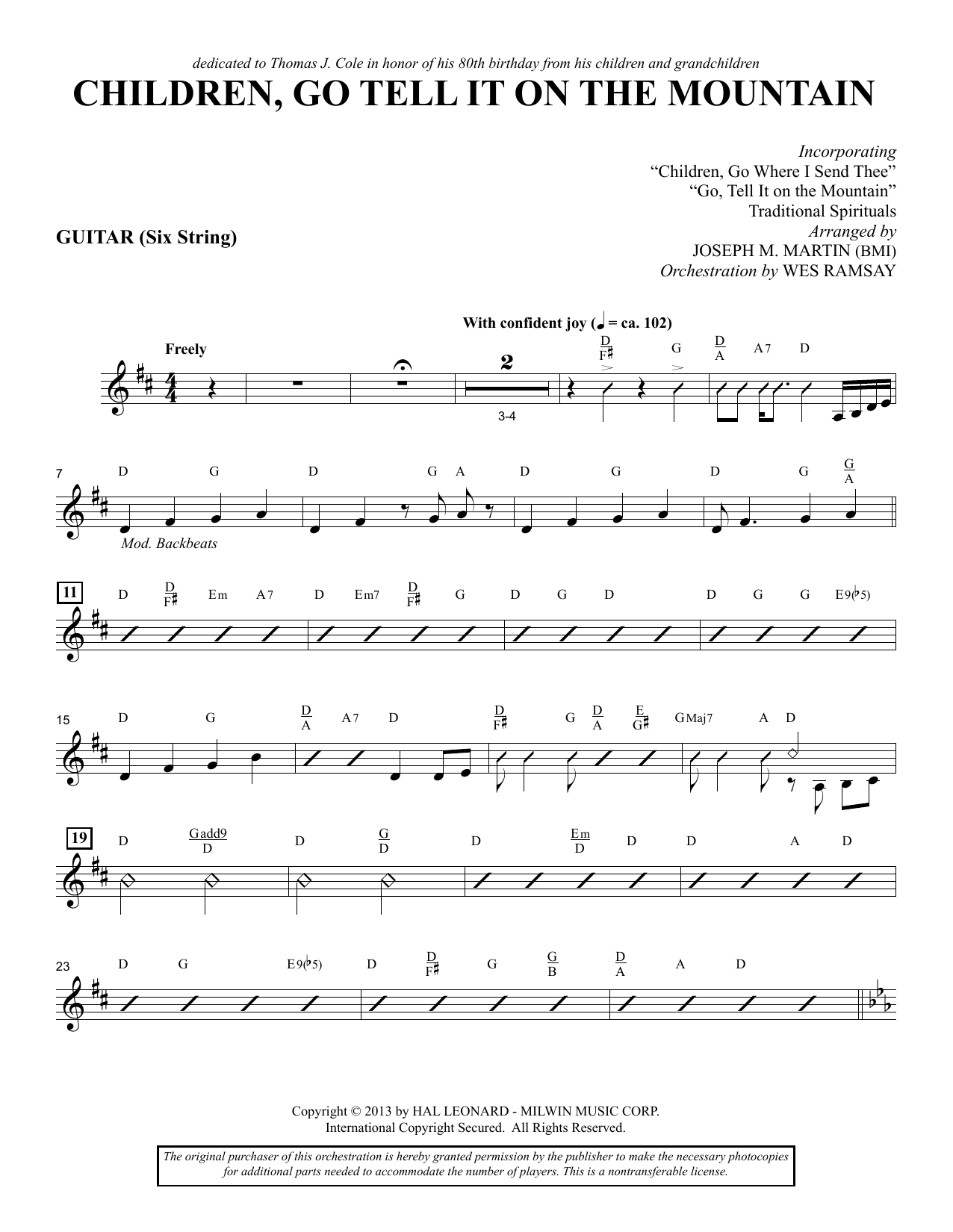 Joseph M. Martin Children, Go Tell It on the Mountain - Guitar Sheet Music Notes & Chords for Choir Instrumental Pak - Download or Print PDF