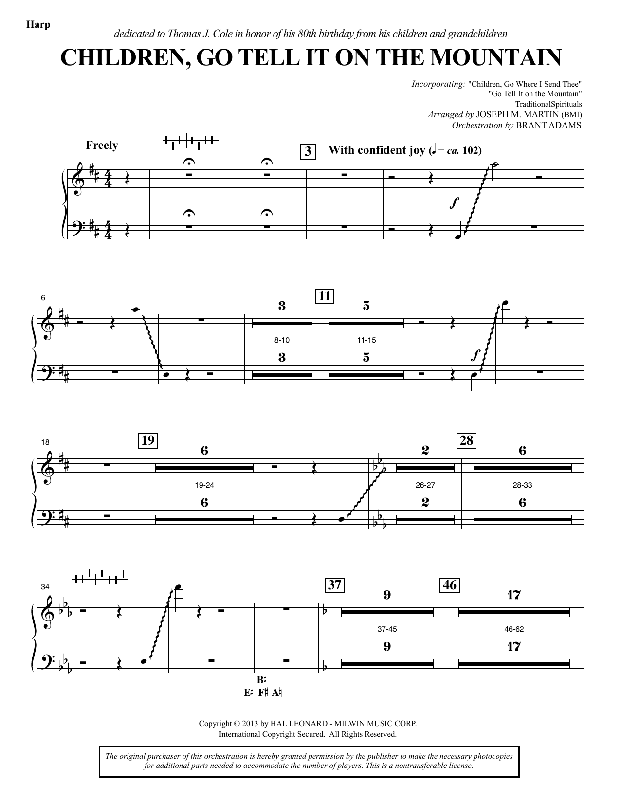 Joseph M. Martin Children, Go Tell It on the Mountain - Harp Sheet Music Notes & Chords for Choir Instrumental Pak - Download or Print PDF