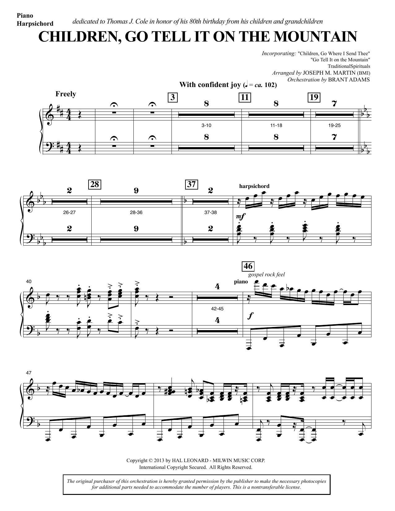 Joseph M. Martin Children, Go Tell It on the Mountain - Piano Sheet Music Notes & Chords for Choir Instrumental Pak - Download or Print PDF