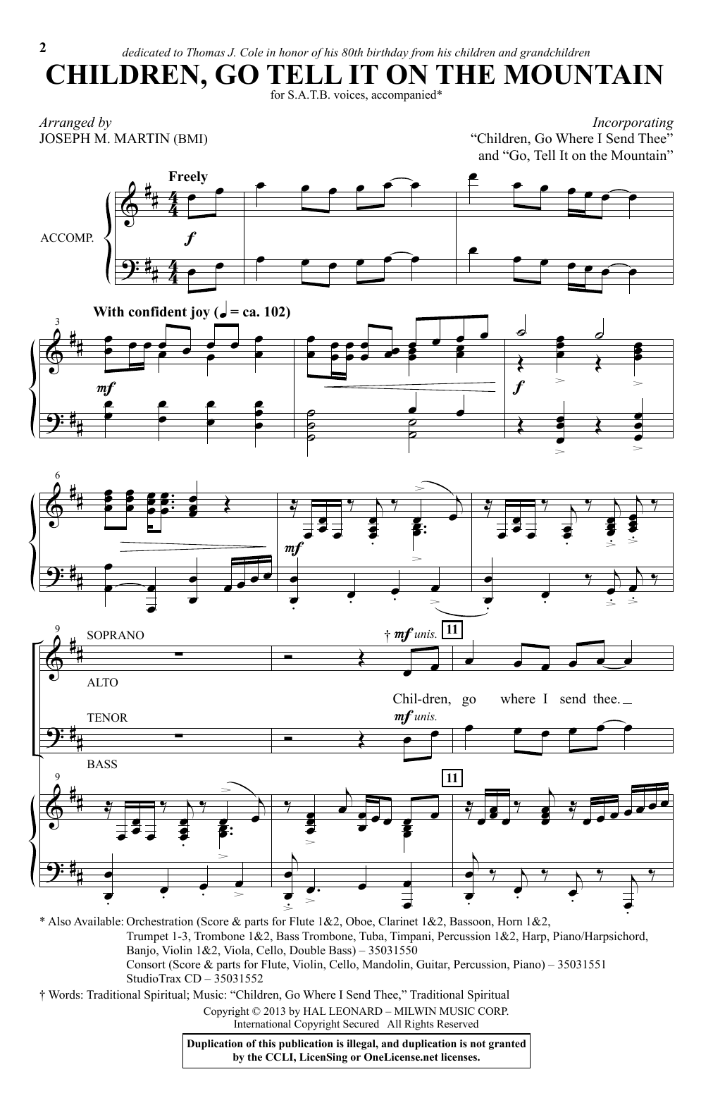 Joseph M. Martin Children, Go Tell It On The Mountain Sheet Music Notes & Chords for SATB - Download or Print PDF