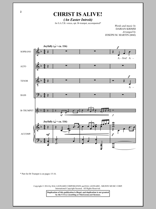 Joseph M. Martin Christ Is Alive! (An Easter Introit) Sheet Music Notes & Chords for Choral - Download or Print PDF
