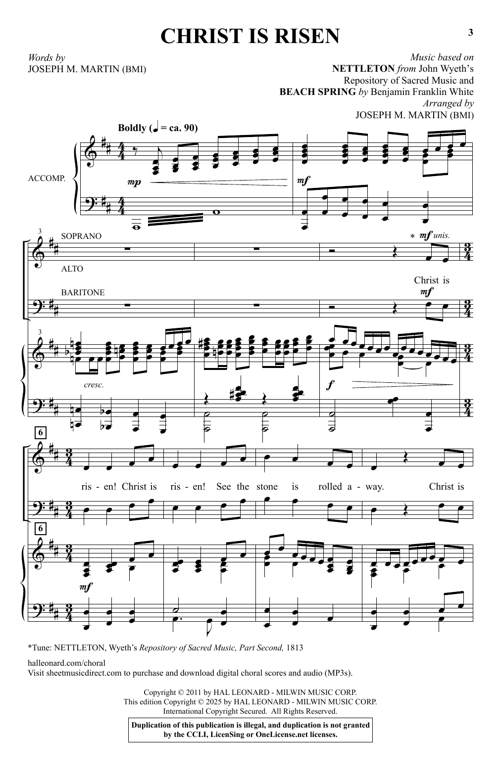 Joseph M. Martin Christ Is Risen Sheet Music Notes & Chords for SAB Choir - Download or Print PDF