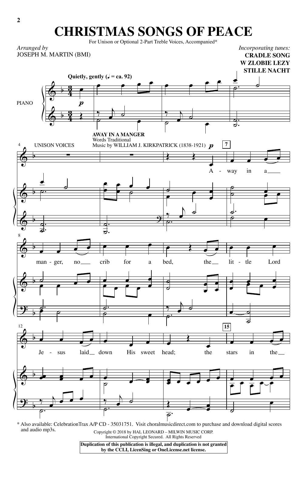 Joseph M. Martin Christmas Songs Of Peace Sheet Music Notes & Chords for Choral - Download or Print PDF