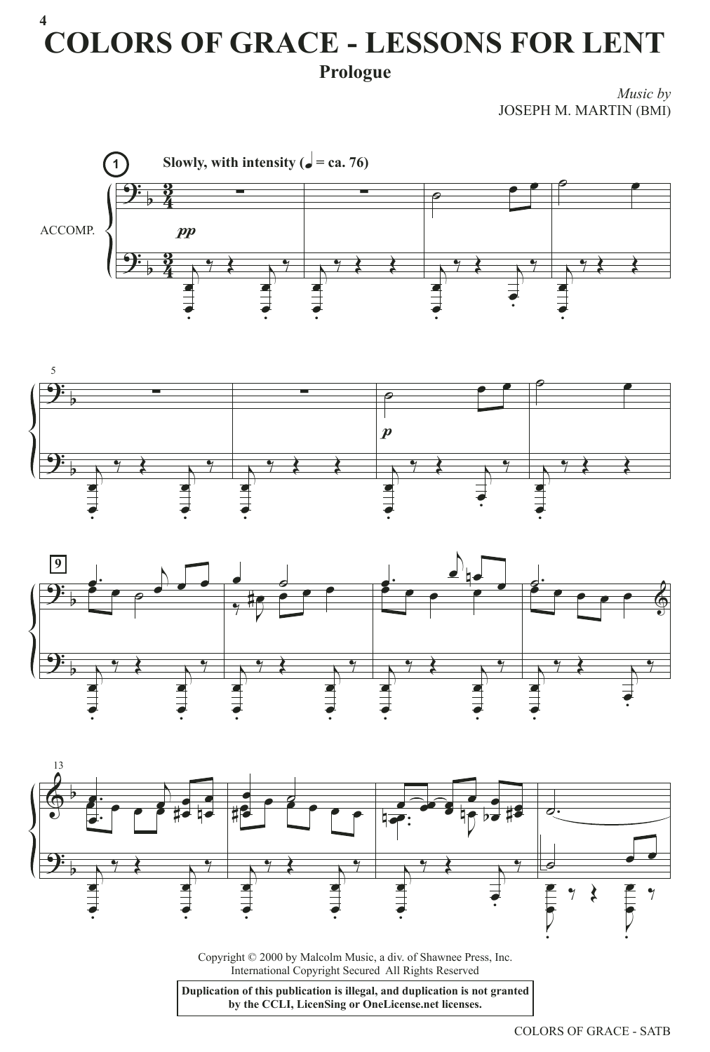 Joseph M. Martin Colors of Grace - Lessons for Lent (New Edition) Sheet Music Notes & Chords for SATB Choir - Download or Print PDF