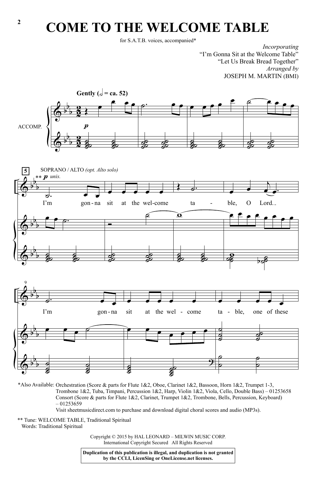 Joseph M. Martin Come To The Welcome Table Sheet Music Notes & Chords for SATB Choir - Download or Print PDF