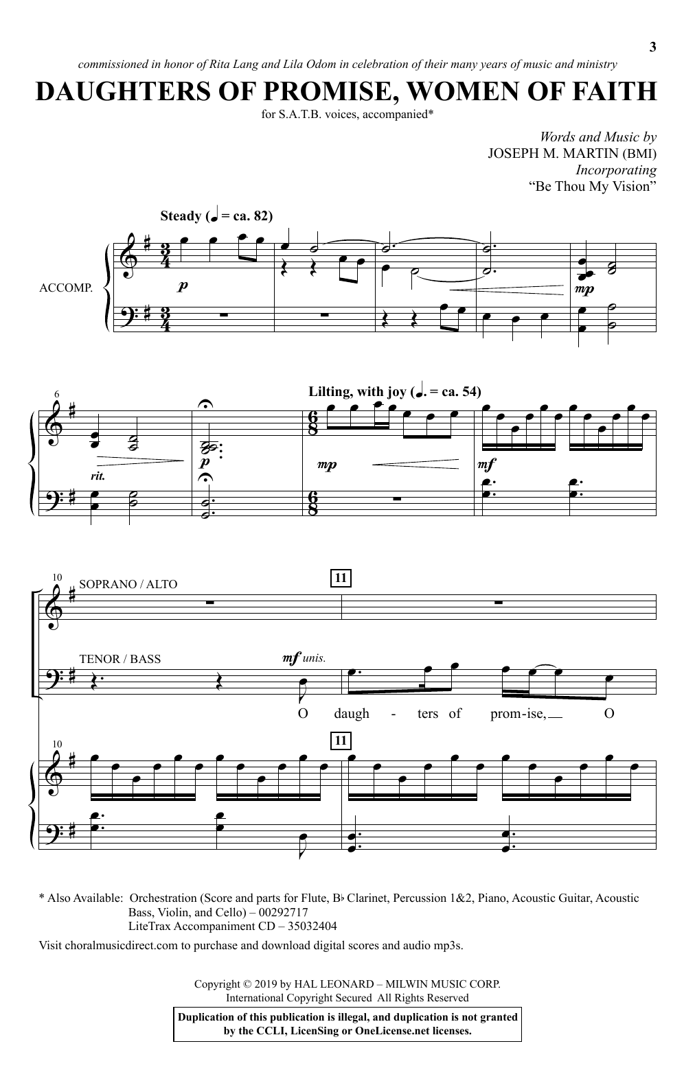 Joseph M. Martin Daughters Of Promise, Women Of Faith Sheet Music Notes & Chords for SATB Choir - Download or Print PDF