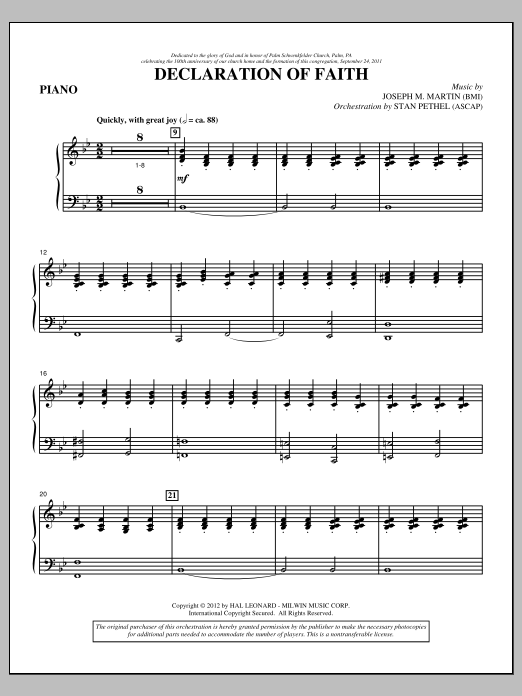 Joseph M. Martin Declaration Of Faith - Piano Sheet Music Notes & Chords for Choir Instrumental Pak - Download or Print PDF