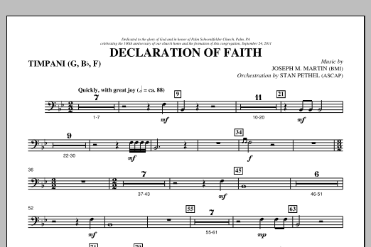Joseph M. Martin Declaration Of Faith - Timpani Sheet Music Notes & Chords for Choir Instrumental Pak - Download or Print PDF