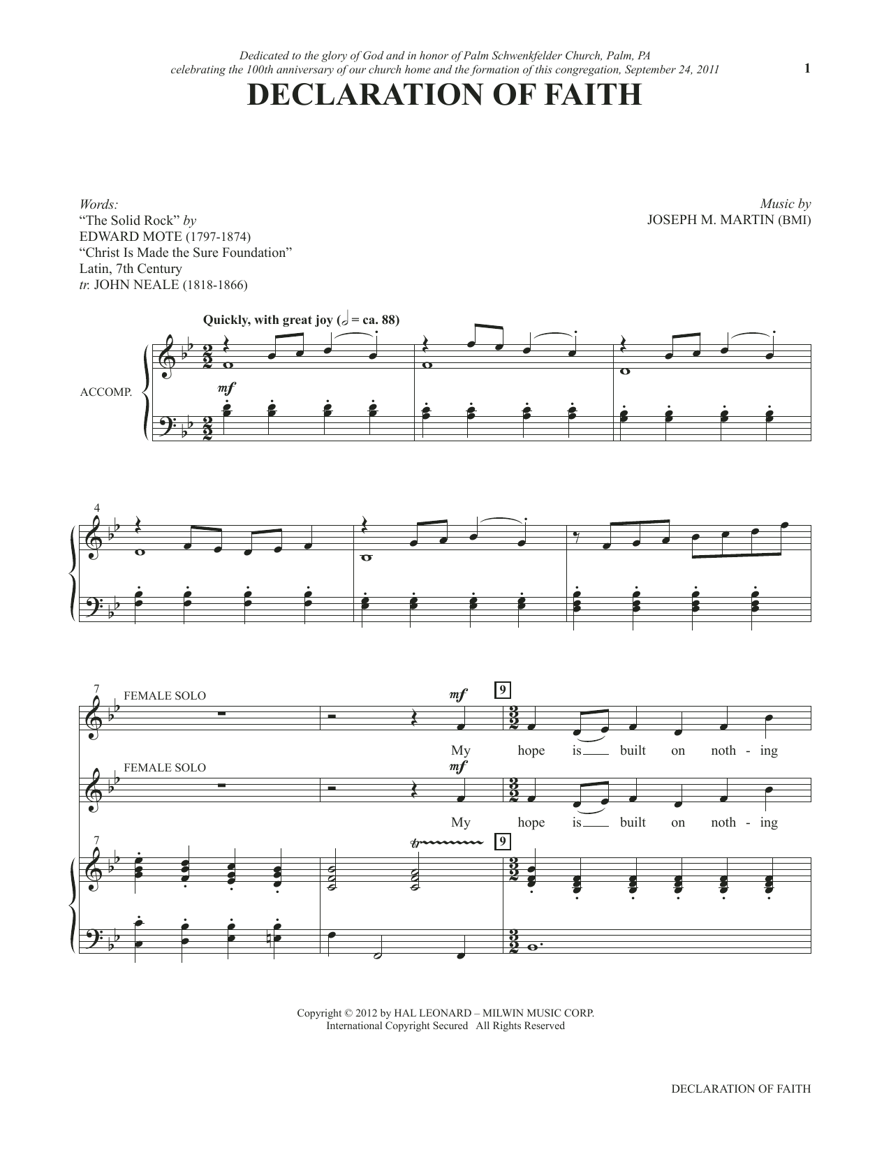 Joseph M. Martin Declaration Of Faith (from Voices Together: Duets for Sanctuary Singers) Sheet Music Notes & Chords for Vocal Duet - Download or Print PDF