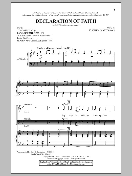 Joseph M. Martin Declaration Of Faith Sheet Music Notes & Chords for SATB - Download or Print PDF
