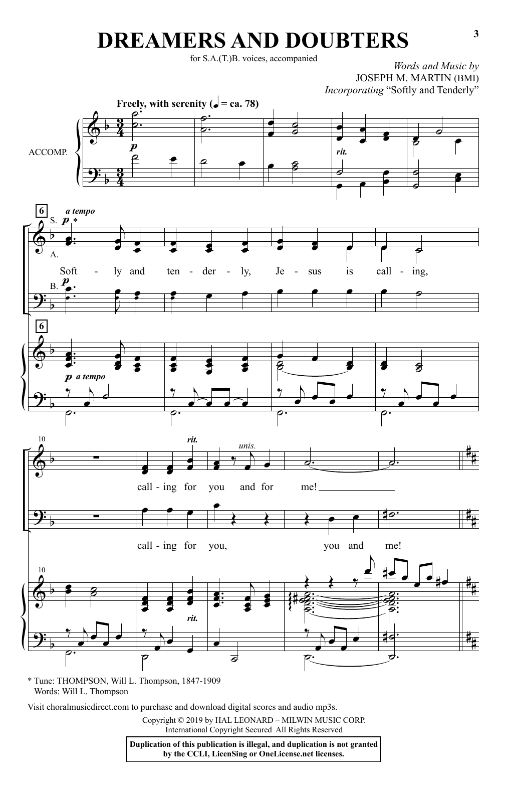 Joseph M. Martin Dreamers And Doubters Sheet Music Notes & Chords for SATB Choir - Download or Print PDF