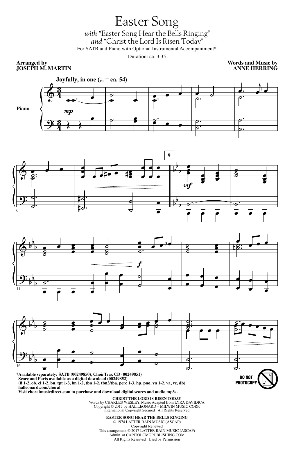 Joseph M. Martin Easter Song Hear (With Christ The Lord Is Risen) Sheet Music Notes & Chords for SATB - Download or Print PDF