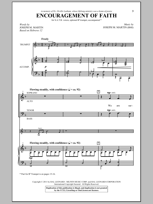 Joseph M. Martin Encouragement Of Faith Sheet Music Notes & Chords for SATB - Download or Print PDF