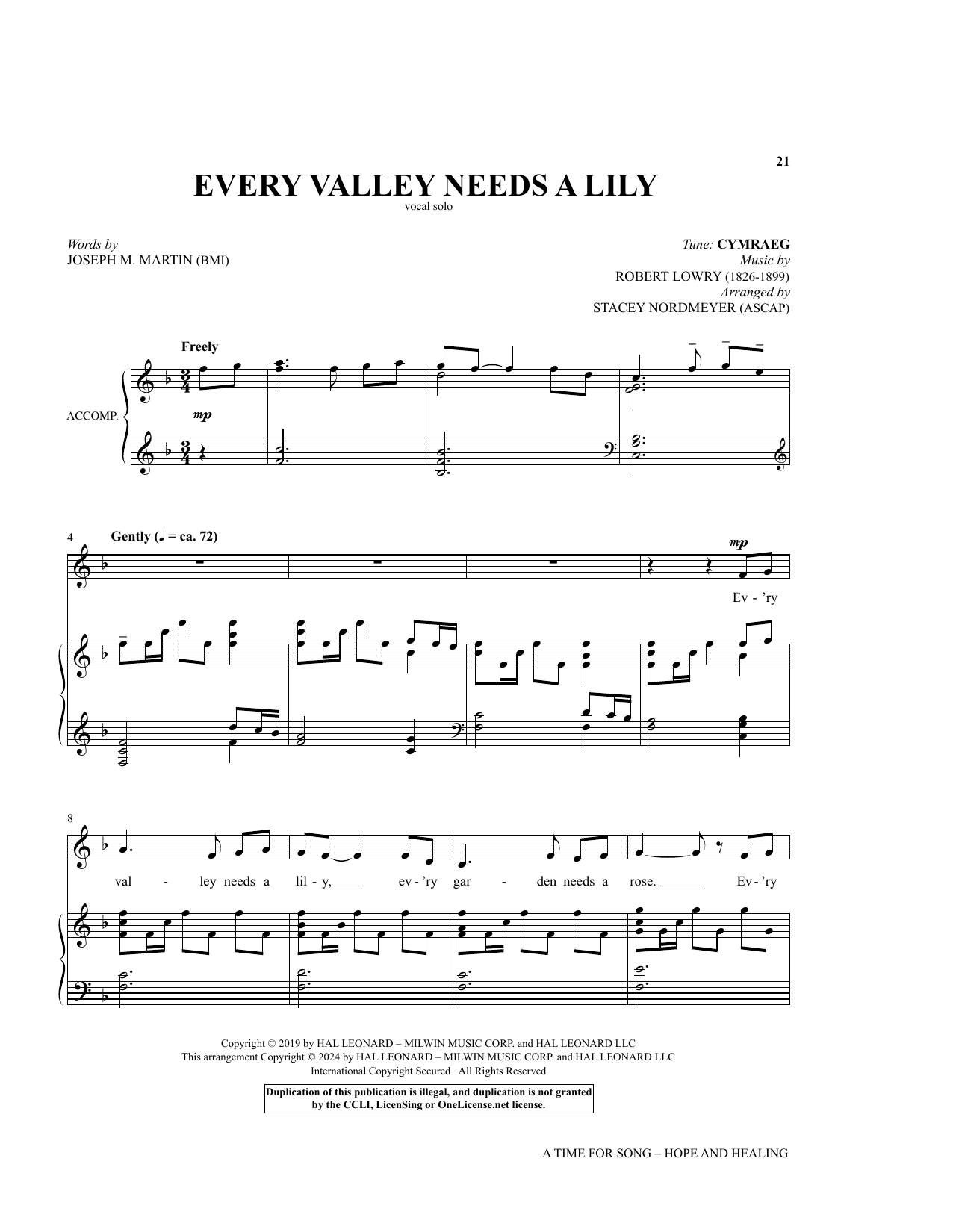 Joseph M. Martin Every Valley Needs A Lily Sheet Music Notes & Chords for Piano & Vocal - Download or Print PDF