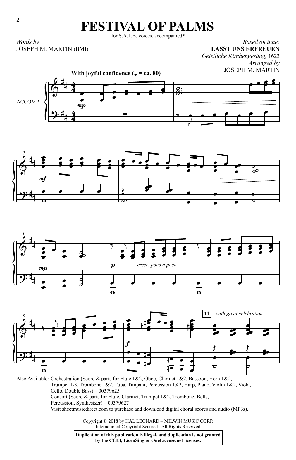Joseph M. Martin Festival of Palms Sheet Music Notes & Chords for SATB Choir - Download or Print PDF