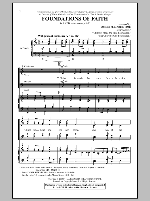 Joseph M. Martin Foundations Of Faith Sheet Music Notes & Chords for SATB - Download or Print PDF
