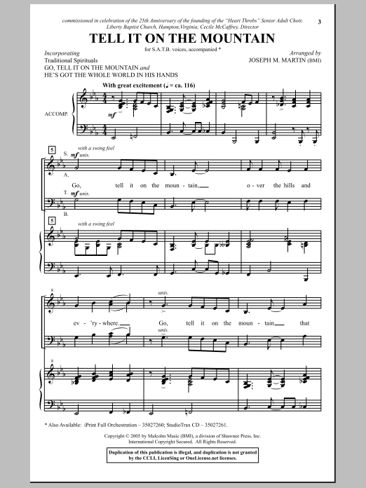 Joseph M. Martin Go, Tell It On The Mountain Sheet Music Notes & Chords for SATB - Download or Print PDF