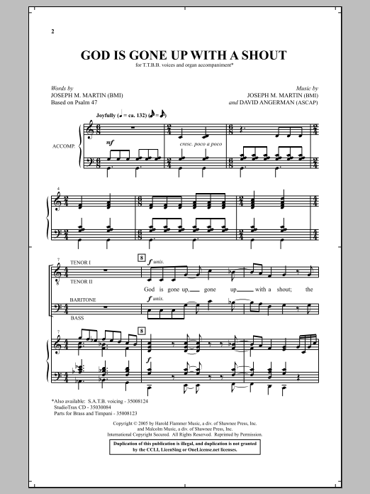 Joseph M. Martin God Is Gone Up With A Shout Sheet Music Notes & Chords for TTBB - Download or Print PDF