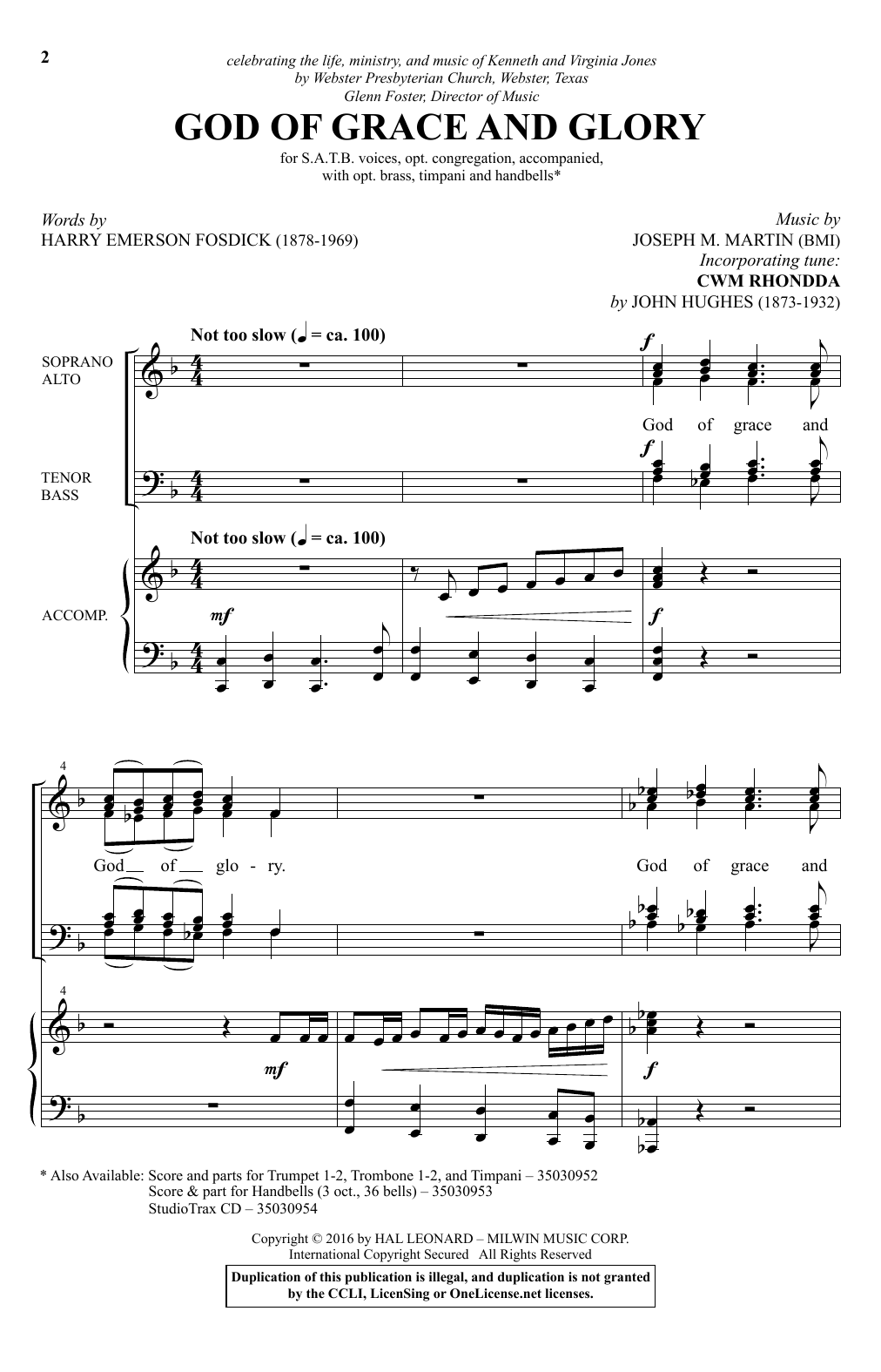 Joseph M. Martin God Of Grace And Glory Sheet Music Notes & Chords for SATB - Download or Print PDF