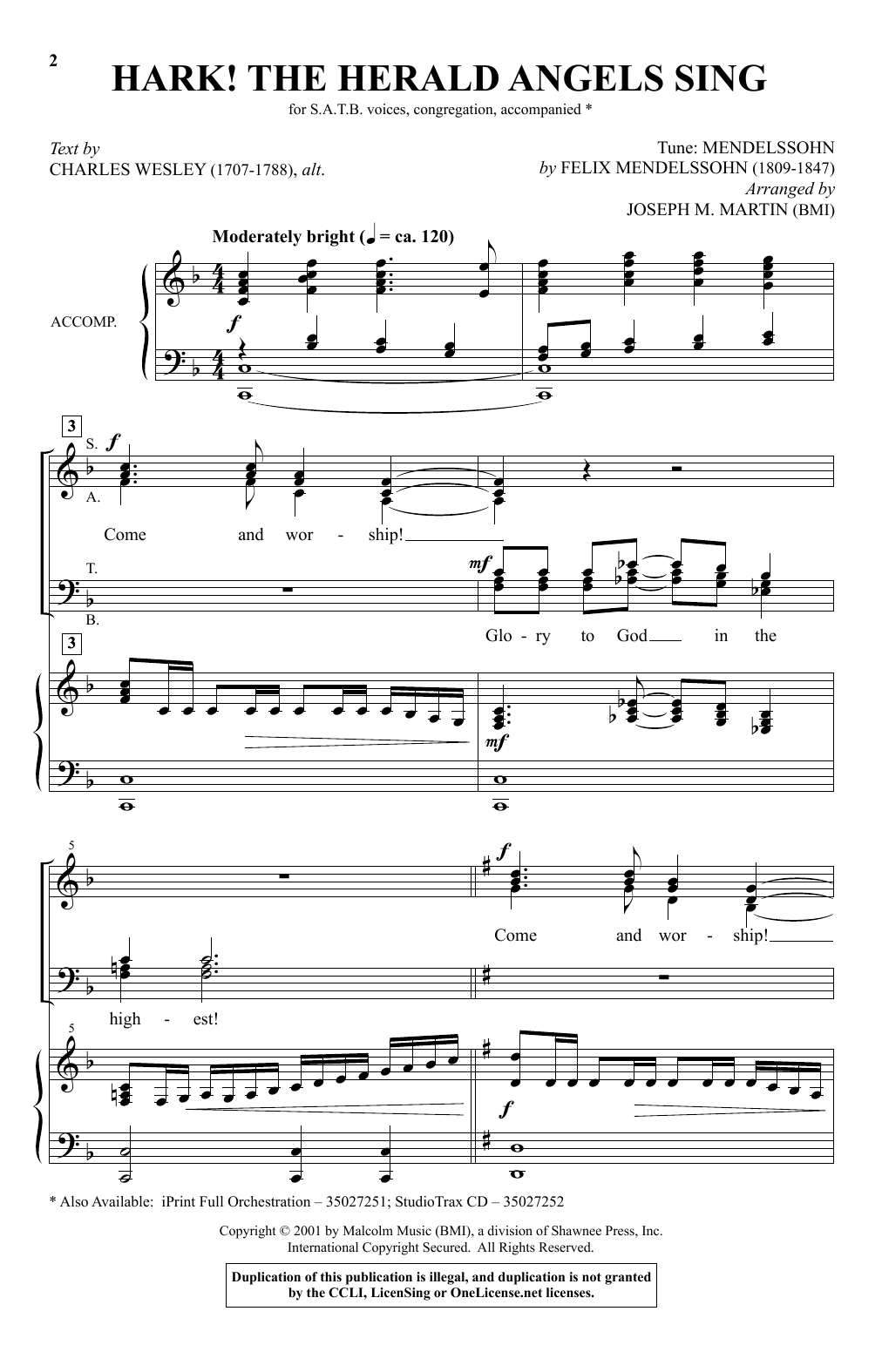 Joseph M. Martin Hark! The Herald Angels Sing (from Journey Of Promises) Sheet Music Notes & Chords for SATB Choir - Download or Print PDF