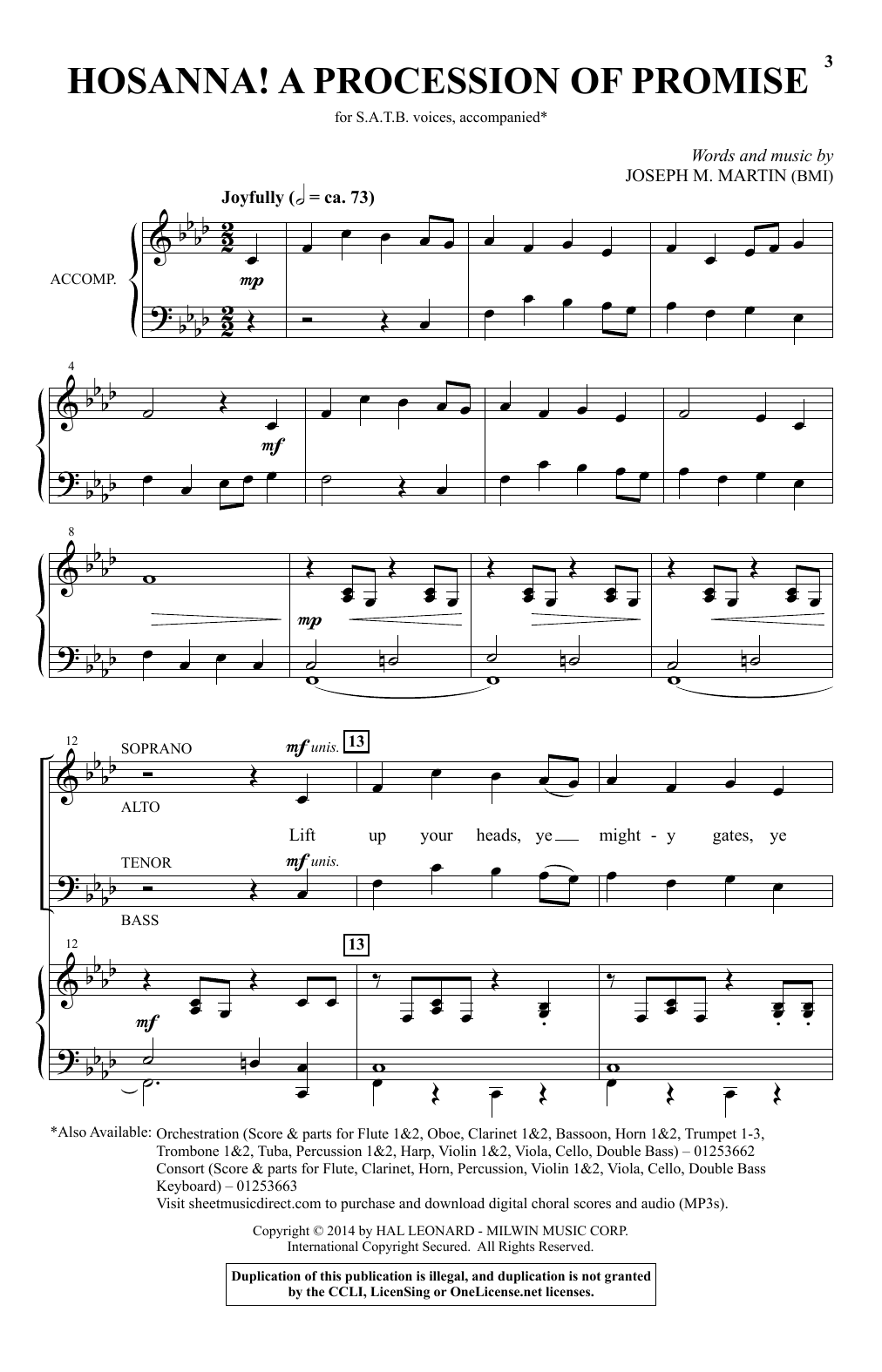 Joseph M. Martin Hosanna! A Procession Of Promise Sheet Music Notes & Chords for SATB Choir - Download or Print PDF