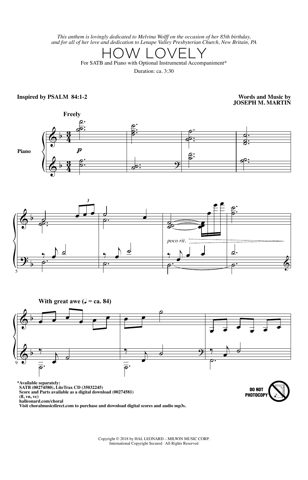Joseph M. Martin How Lovely Sheet Music Notes & Chords for SATB Choir - Download or Print PDF