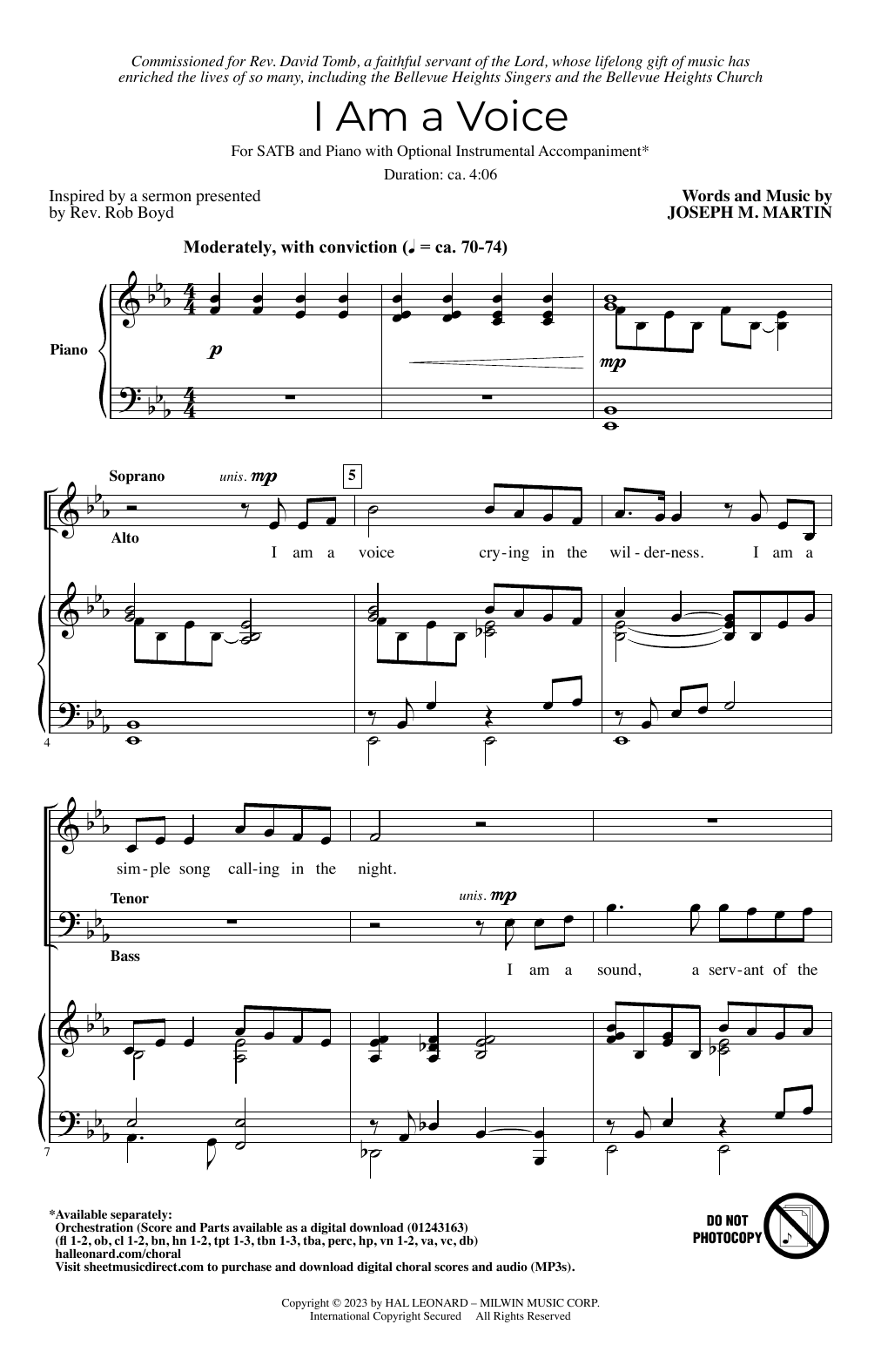 Joseph M. Martin I Am A Voice Sheet Music Notes & Chords for SATB Choir - Download or Print PDF