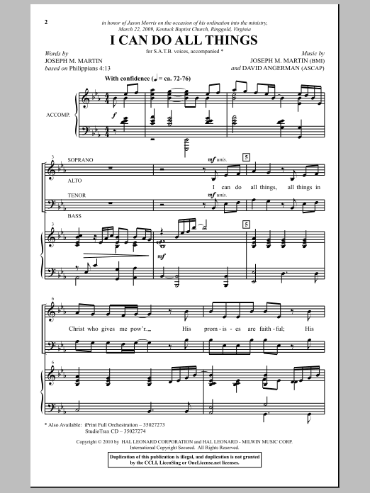 Joseph M. Martin I Can Do All Things Sheet Music Notes & Chords for SATB - Download or Print PDF