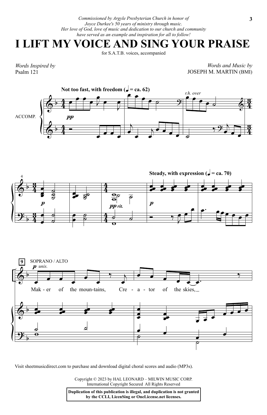 Joseph M. Martin I Lift My Voice And Sing Your Praise Sheet Music Notes & Chords for SATB Choir - Download or Print PDF
