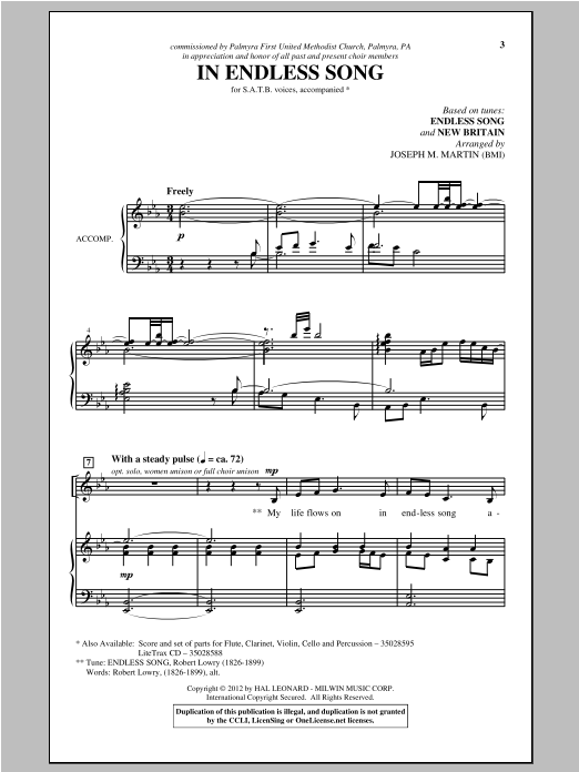 Joseph M. Martin In Endless Song Sheet Music Notes & Chords for SATB - Download or Print PDF