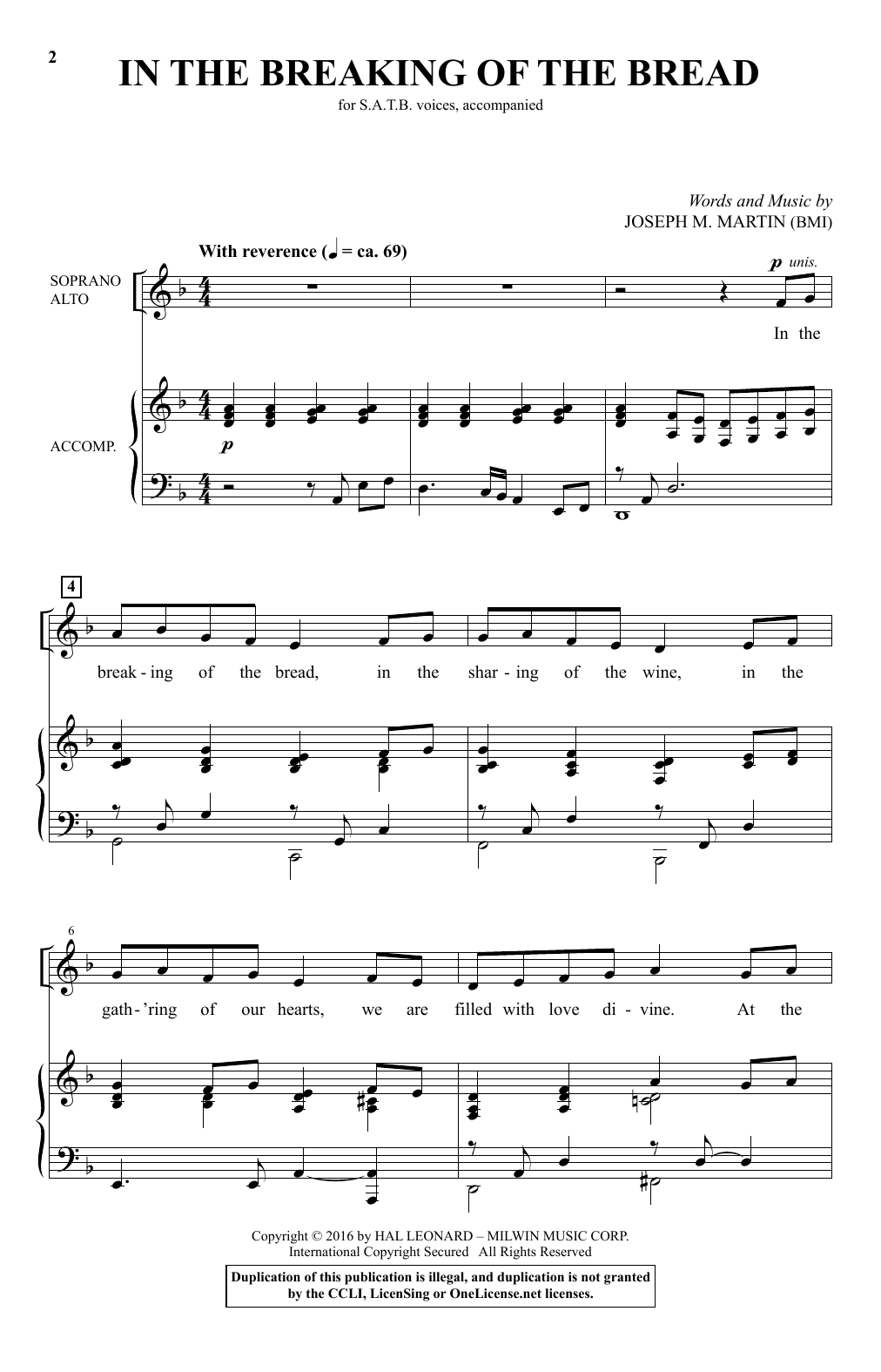 Joseph M. Martin In The Breaking Of The Bread Sheet Music Notes & Chords for SATB - Download or Print PDF