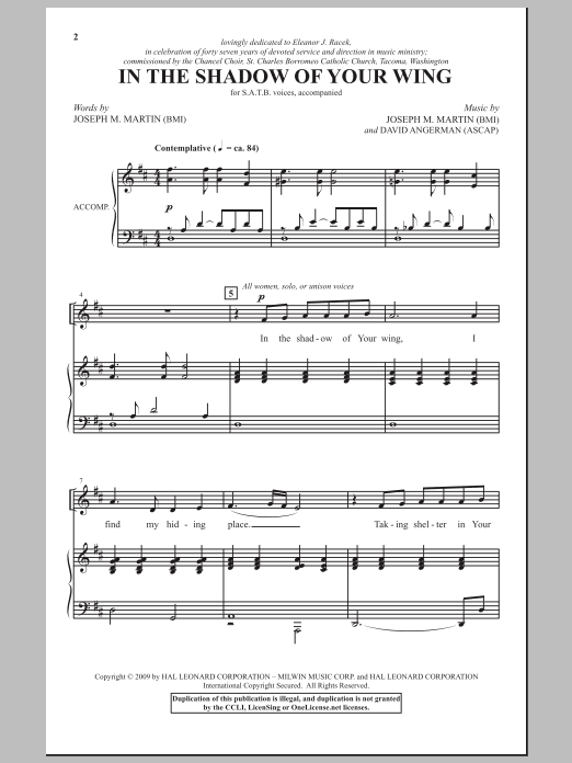 Joseph M. Martin In The Shadow Of Your Wing Sheet Music Notes & Chords for SATB - Download or Print PDF