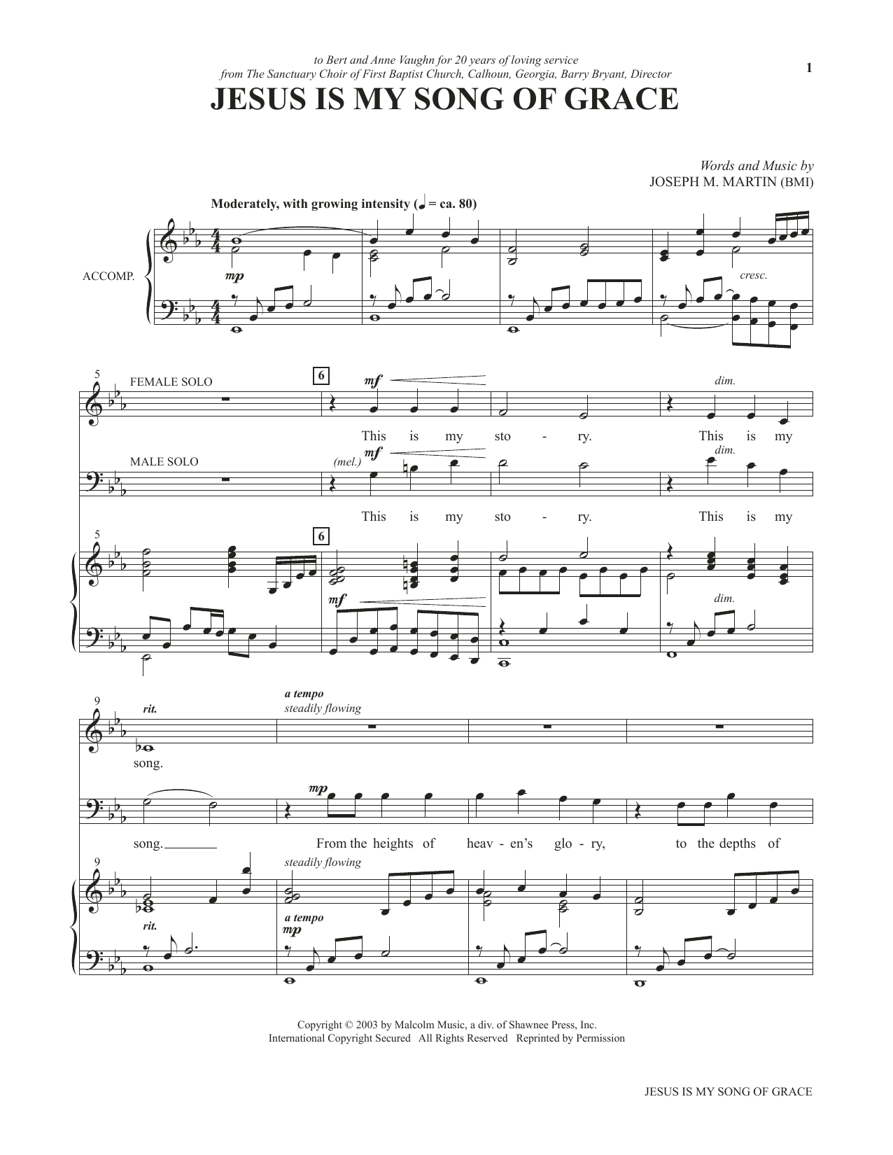 Joseph M. Martin Jesus Is My Song Of Grace (from Voices Together: Duets for Sanctuary Singers) Sheet Music Notes & Chords for Vocal Duet - Download or Print PDF