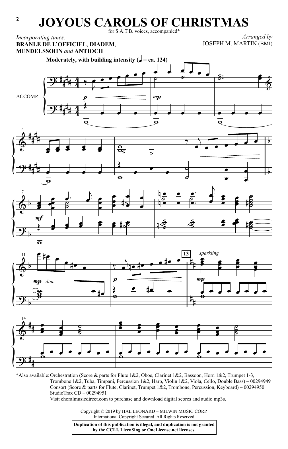 Joseph M. Martin Joyous Carols Of Christmas Sheet Music Notes & Chords for SATB Choir - Download or Print PDF