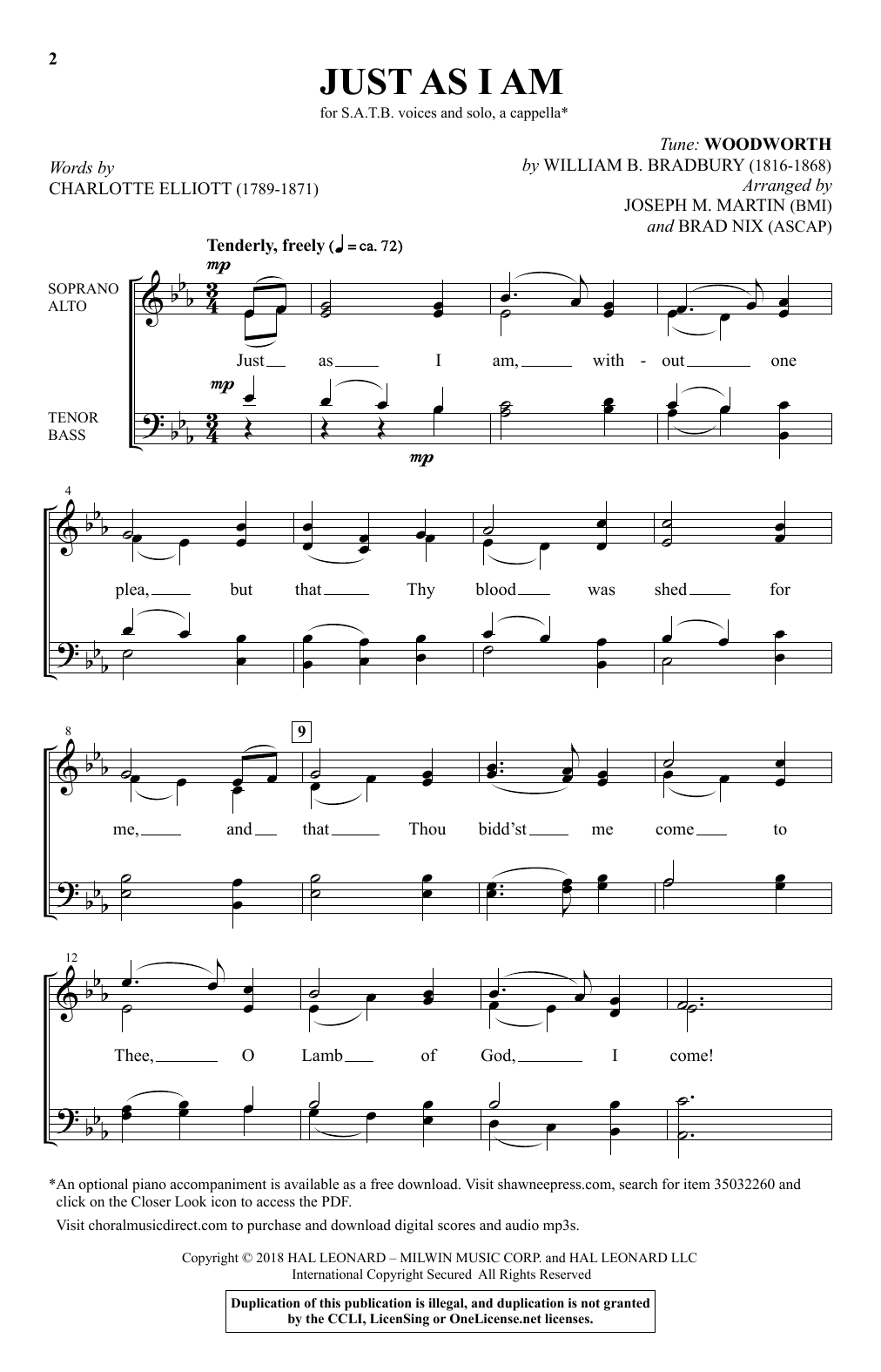 Joseph M. Martin Just As I Am Sheet Music Notes & Chords for SATB - Download or Print PDF
