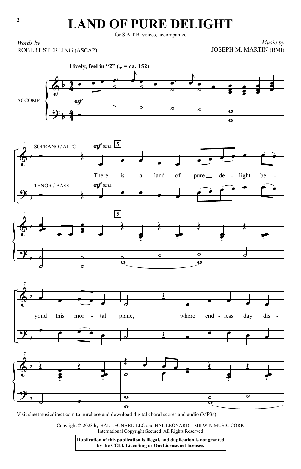 Joseph M. Martin Land Of Pure Delight Sheet Music Notes & Chords for SATB Choir - Download or Print PDF
