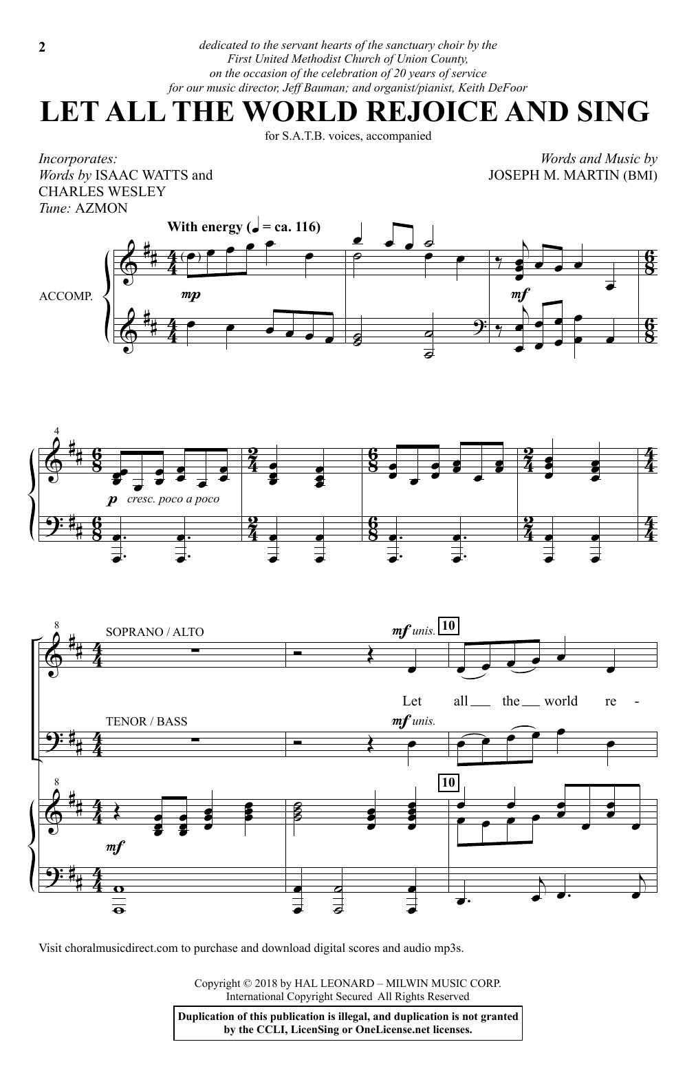 Joseph M. Martin Let All The World Rejoice And Sing Sheet Music Notes & Chords for SATB - Download or Print PDF