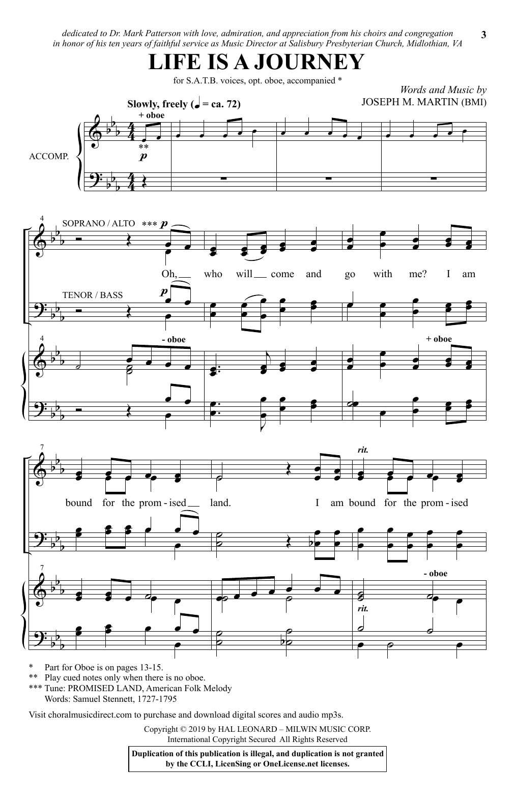 Joseph M. Martin Life Is A Journey Sheet Music Notes & Chords for SATB Choir - Download or Print PDF