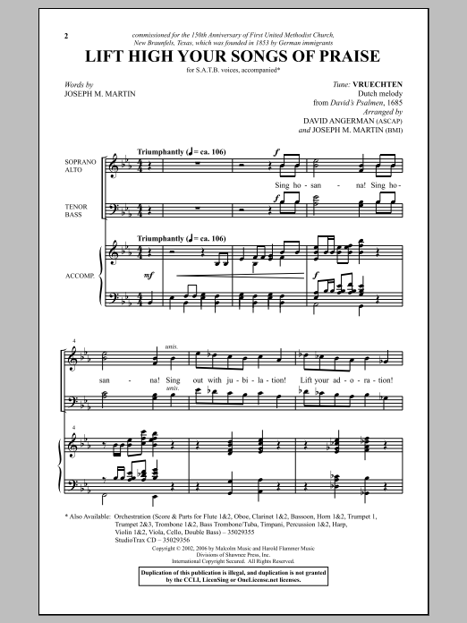 Joseph M. Martin Lift High Your Songs Of Praise Sheet Music Notes & Chords for SATB - Download or Print PDF