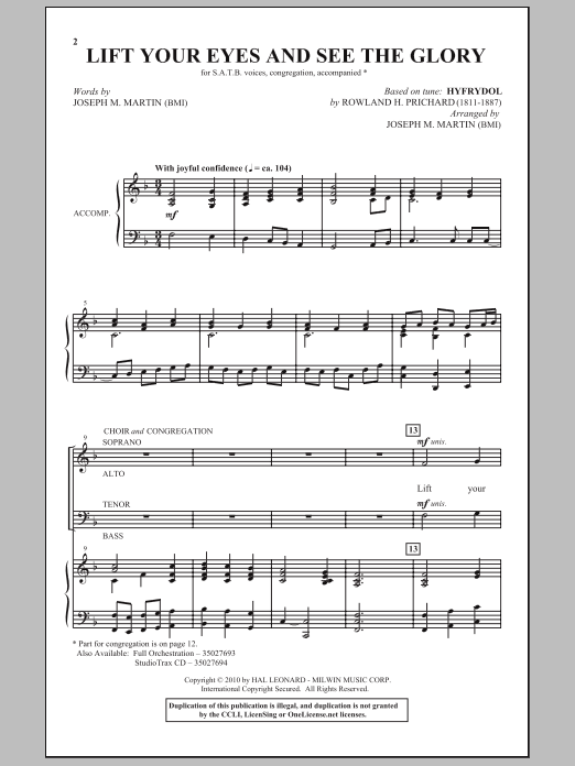 Joseph M. Martin Lift Your Eyes And See The Glory Sheet Music Notes & Chords for SATB - Download or Print PDF